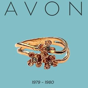 Avon Gold-tone Floral Crystal Accent Ring